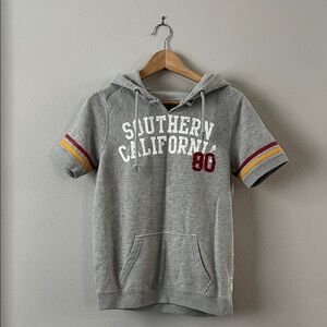 USC Gray Kids Hoodie with Red and Yellow Stripes L